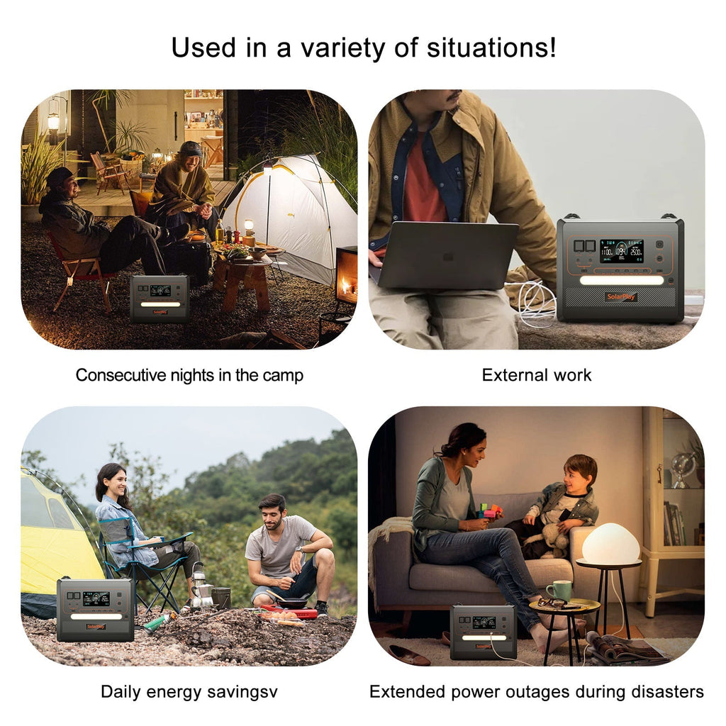 SolarPlay power station used for camping, remote work and home backup