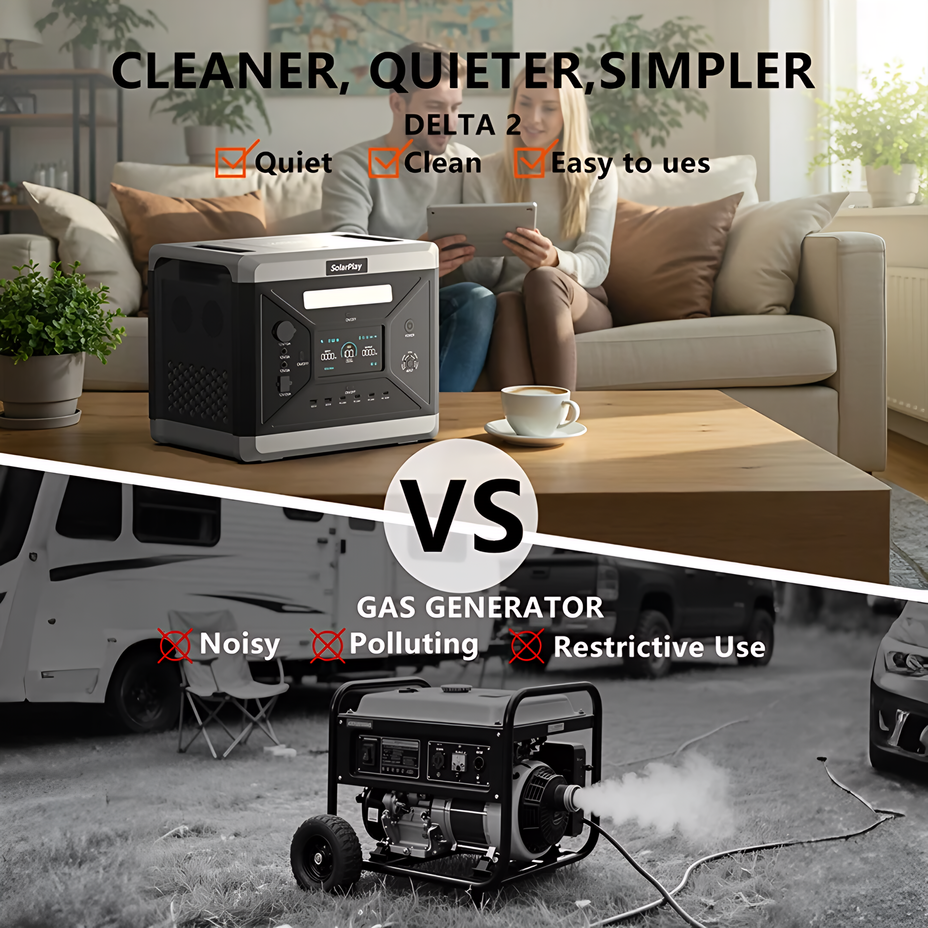 SolarPlay Portable Power Station with Solar Panel — Home, RV & Off-Grid | 2500W / 3500W LiFePO4
