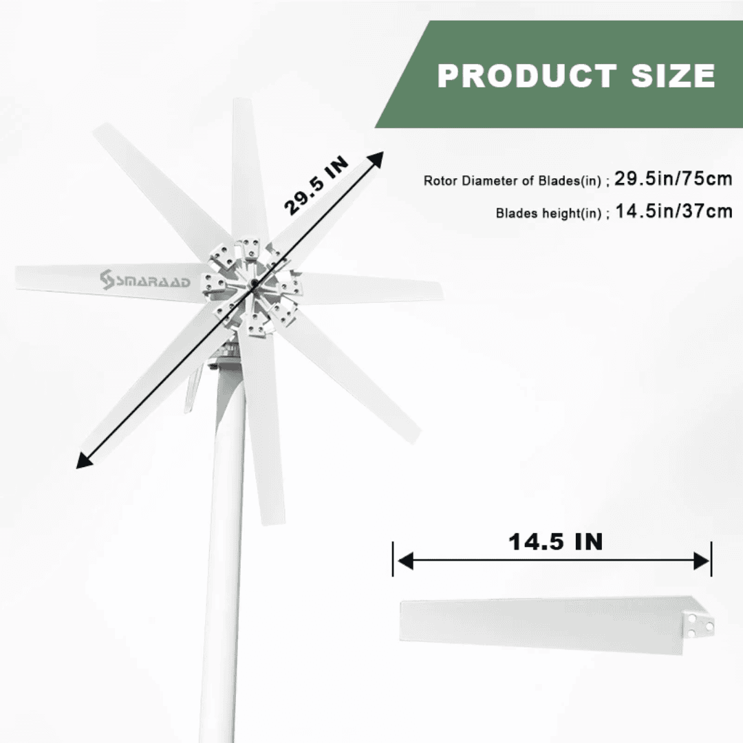 SMARAAD S-1000 Wind Turbine Generator — 1000W Horizontal Axis | 12V / 24V / 48V