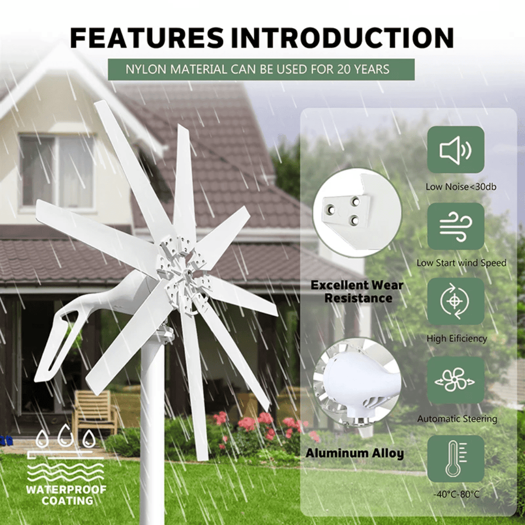 SMARAAD S-1000 Wind Turbine Generator — 1000W Horizontal Axis | 12V / 24V / 48V