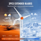 500W Wind Turbine Generator — 3-Blade Horizontal Axis | 12V