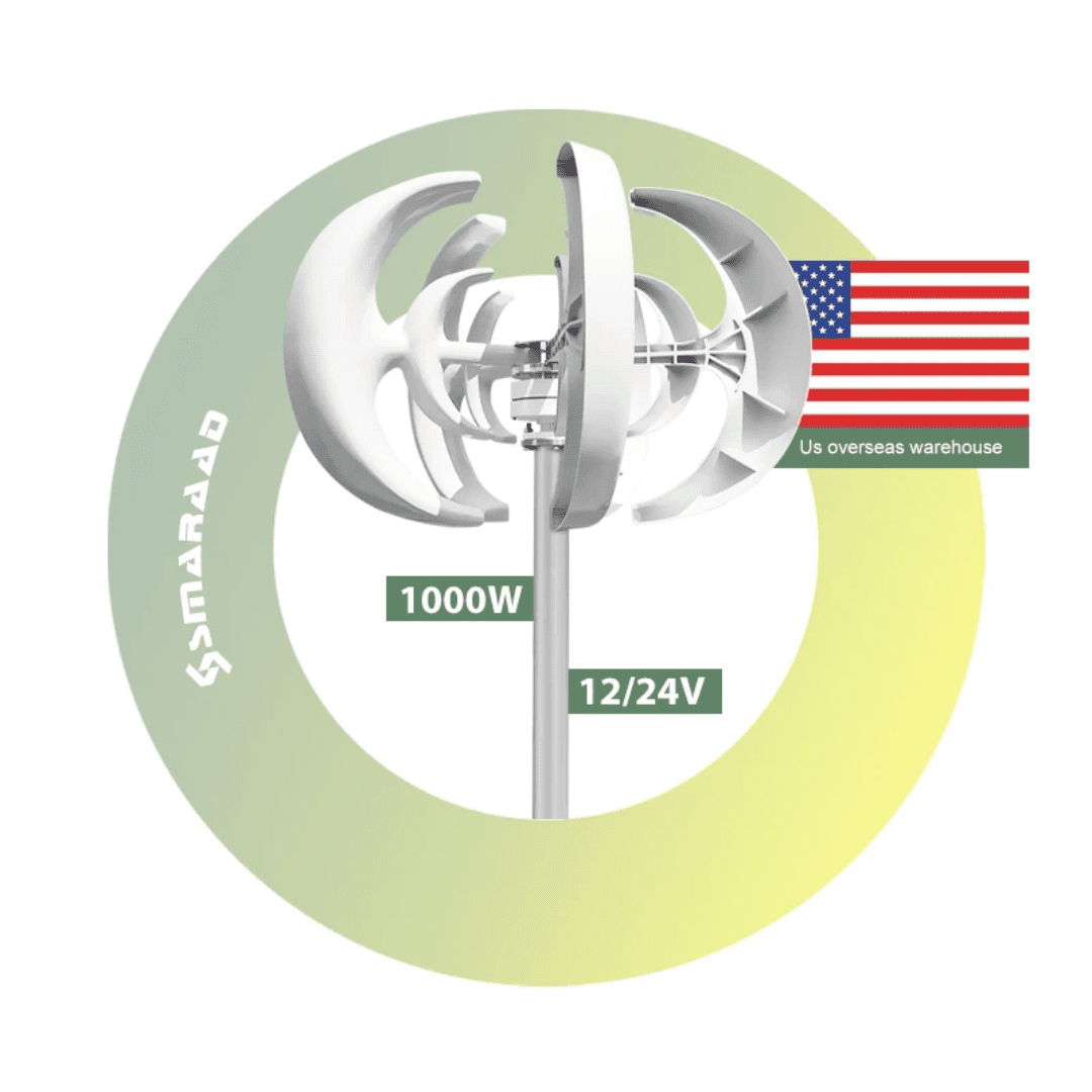 SMARAAD SR-1000 Vertical Lantern Wind Turbine Generator — 1000W | 12V / 24V