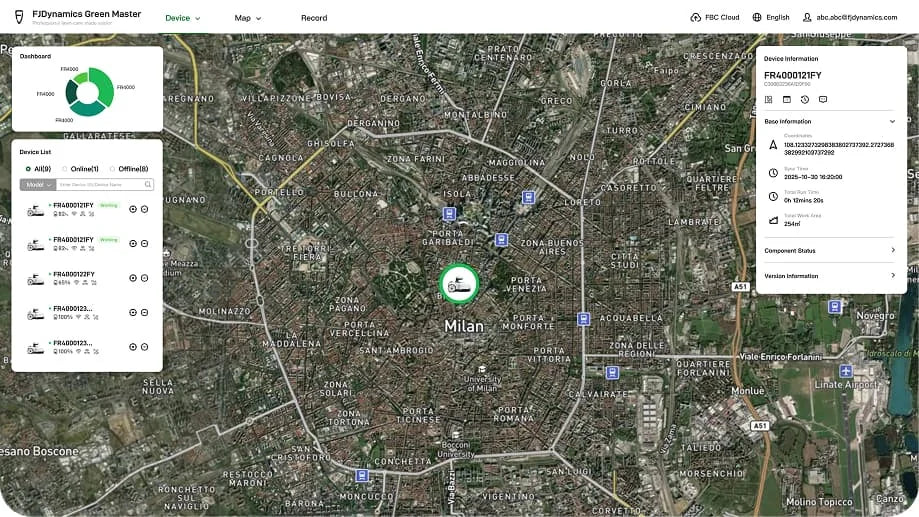 FJD GreenMaster fleet management map view