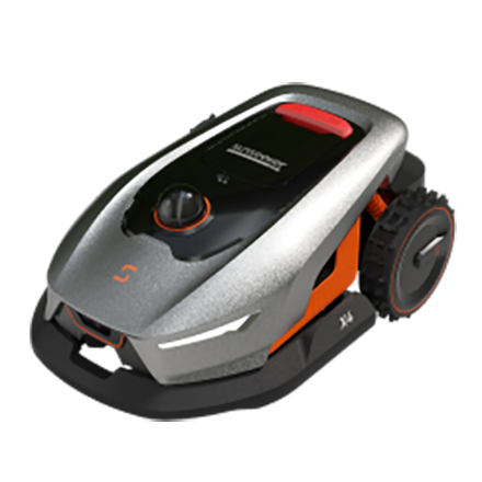 Sunseeker Elite X4 robotic lawn mower, studio product view on white