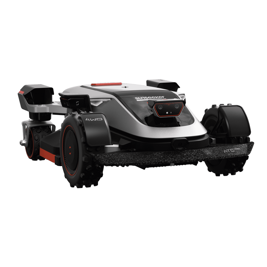 Sunseeker Elite X9 Series robotic lawn mower, studio product view on white